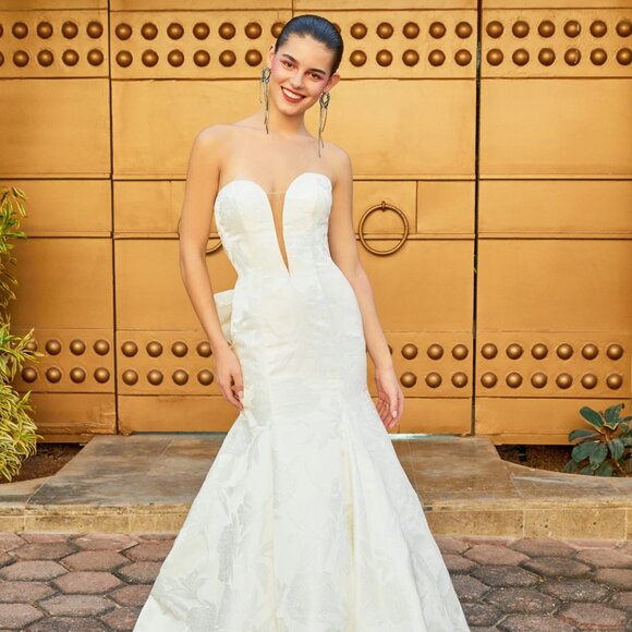 Wedding Dress Allure Bridals, Madison James MJ960 Brocade, Bow, Size 12 Gown NWT - Picture 4 of 9